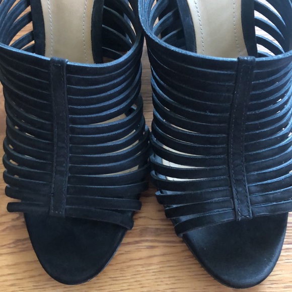 SCHUTZ  Veronika Black Suede Laura Strappy Cage Thick Heel Sandals - Picture 6 of 10